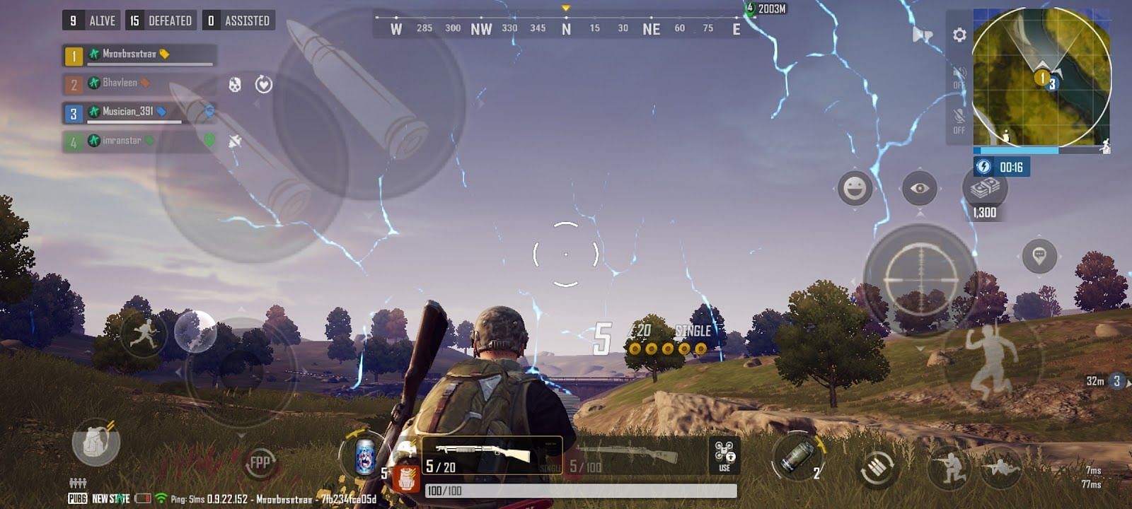 The blue zone has a unique lightning VFX (Image via PUBG New State)