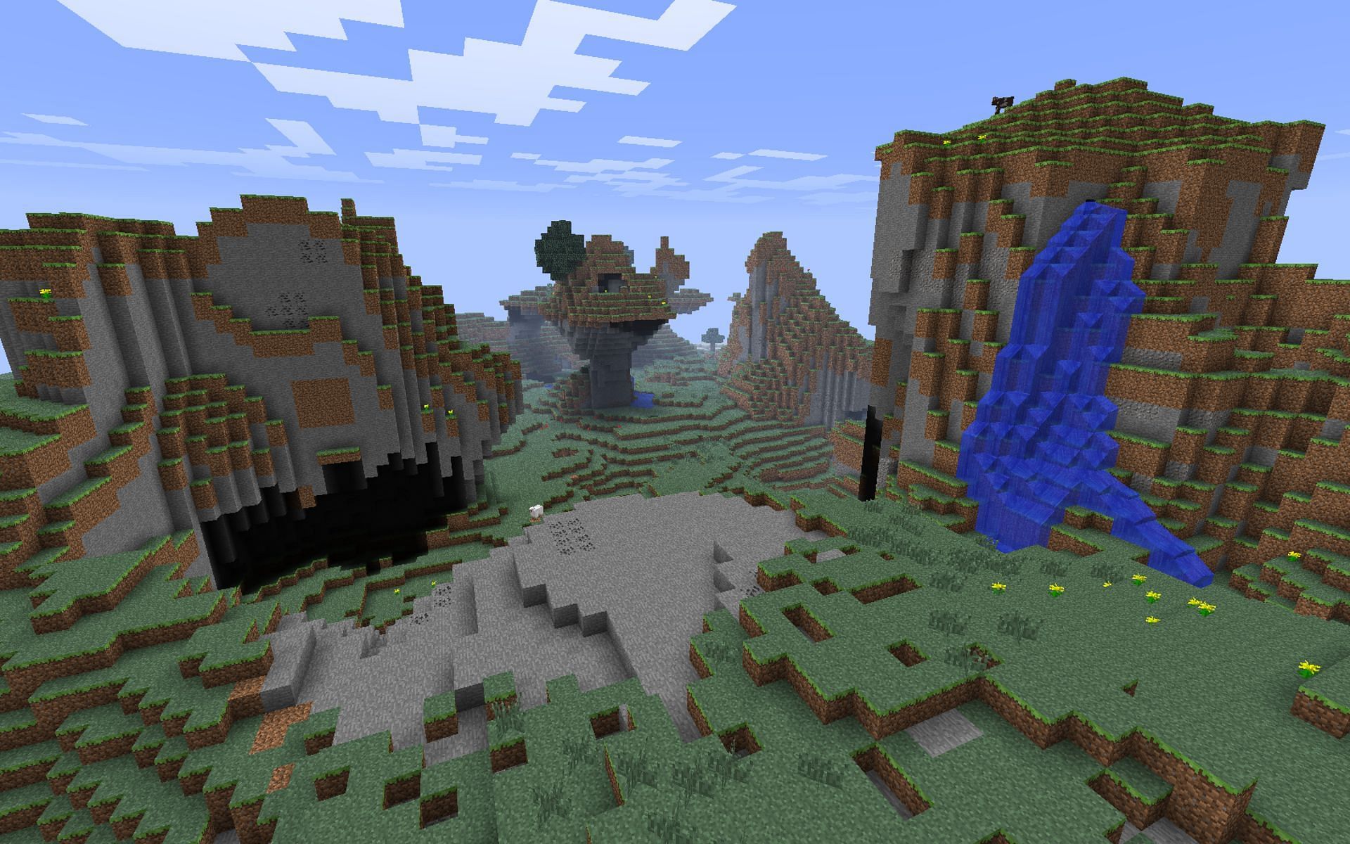 Windswept hills were formerly known as mountain biomes before subsequent updates renamed them (Image via Mojang)