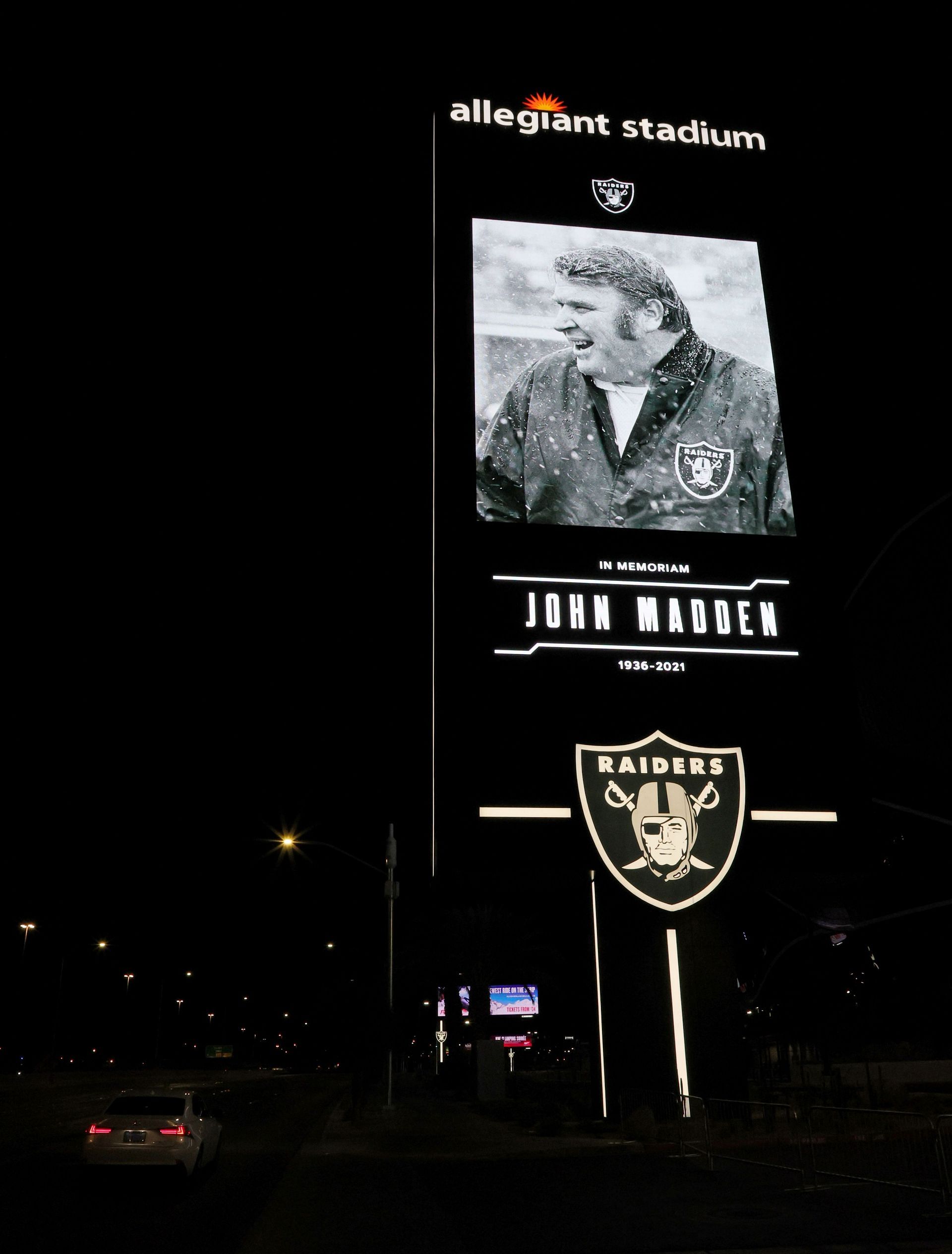 Las Vegas Raiders honor Hall of Fame NFL coach, broadcaster John Madden