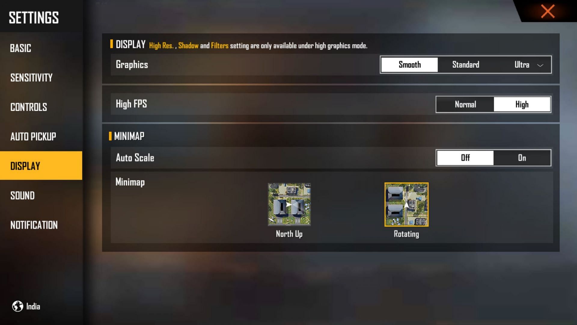 The following graphics settings can be used to get a smooth experience (Image via Free Fire)