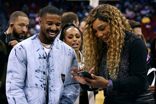 Michael B. Jordan and Serena Williams at the 2021 Legacy Classic HBCU Basketball Invitational