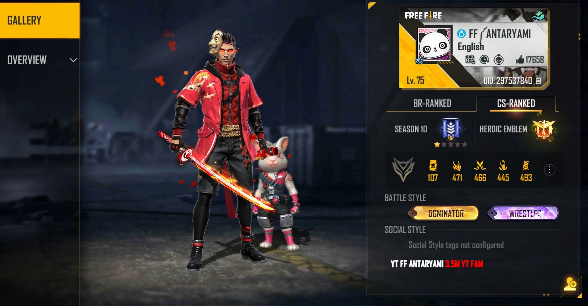 FF Antaryami's Free Fire ID, stats, real name, guild, earnings ...