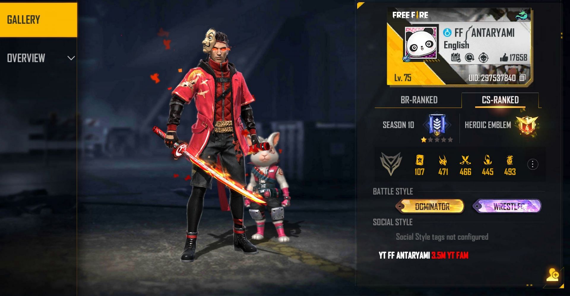 FF Antaryami&#039;s ID in Garena Free Fire (Image via Free Fire)