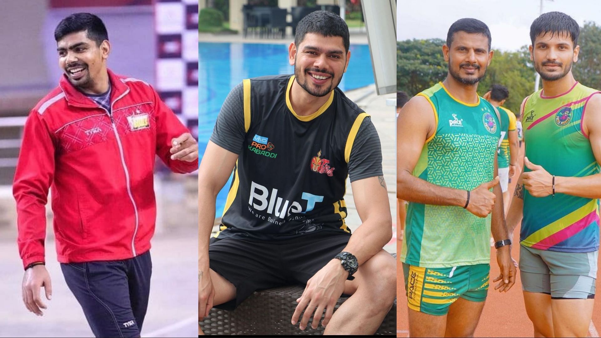 (L-R): Pawan Sehrawat, Rohit Kumar and Prashanth Kumar Rai will lead Bengaluru Bulls, Telugu Titans and Patna Pirates respectively in PKL 8.