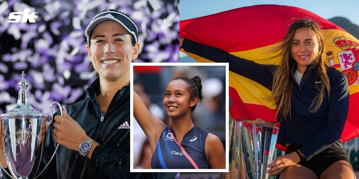 (L-R): Garbine Muguruza, Leylah Fernandez and Paula Badosa