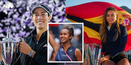 (L-R): Garbine Muguruza, Leylah Fernandez and Paula Badosa