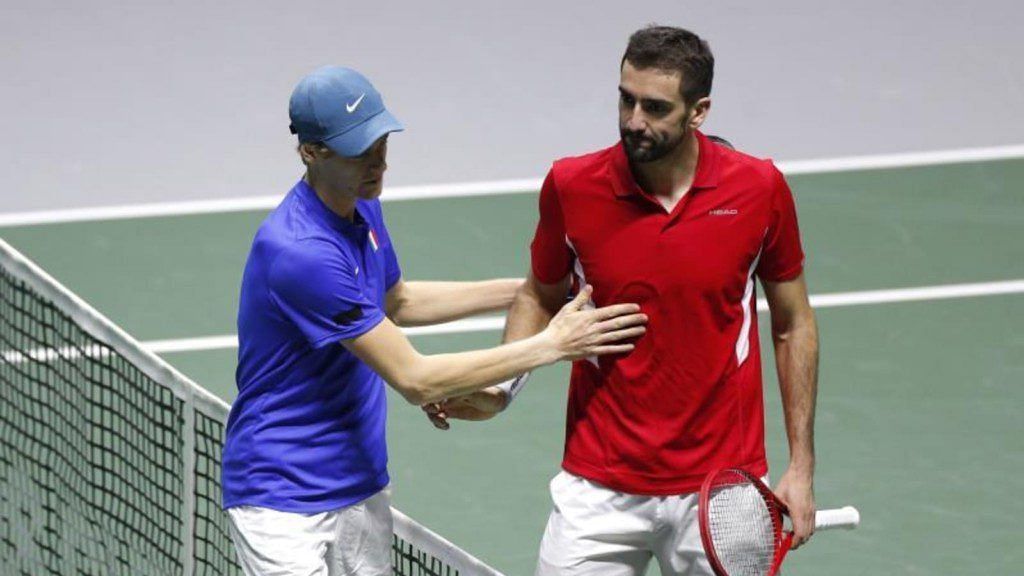 Cilic and Sinner after their Davis Cup encounter
