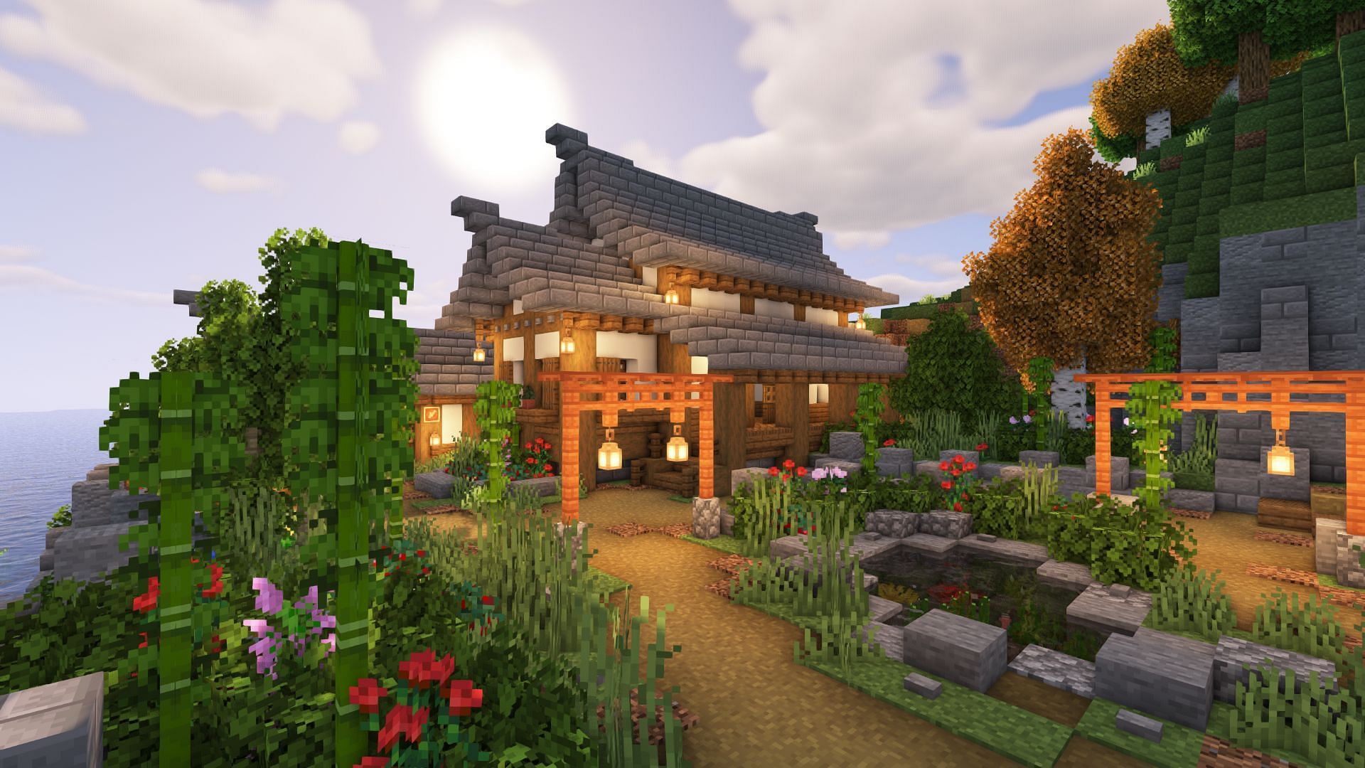 A Japanese house in Minecraft (Image via BlueNerd Minecraft)