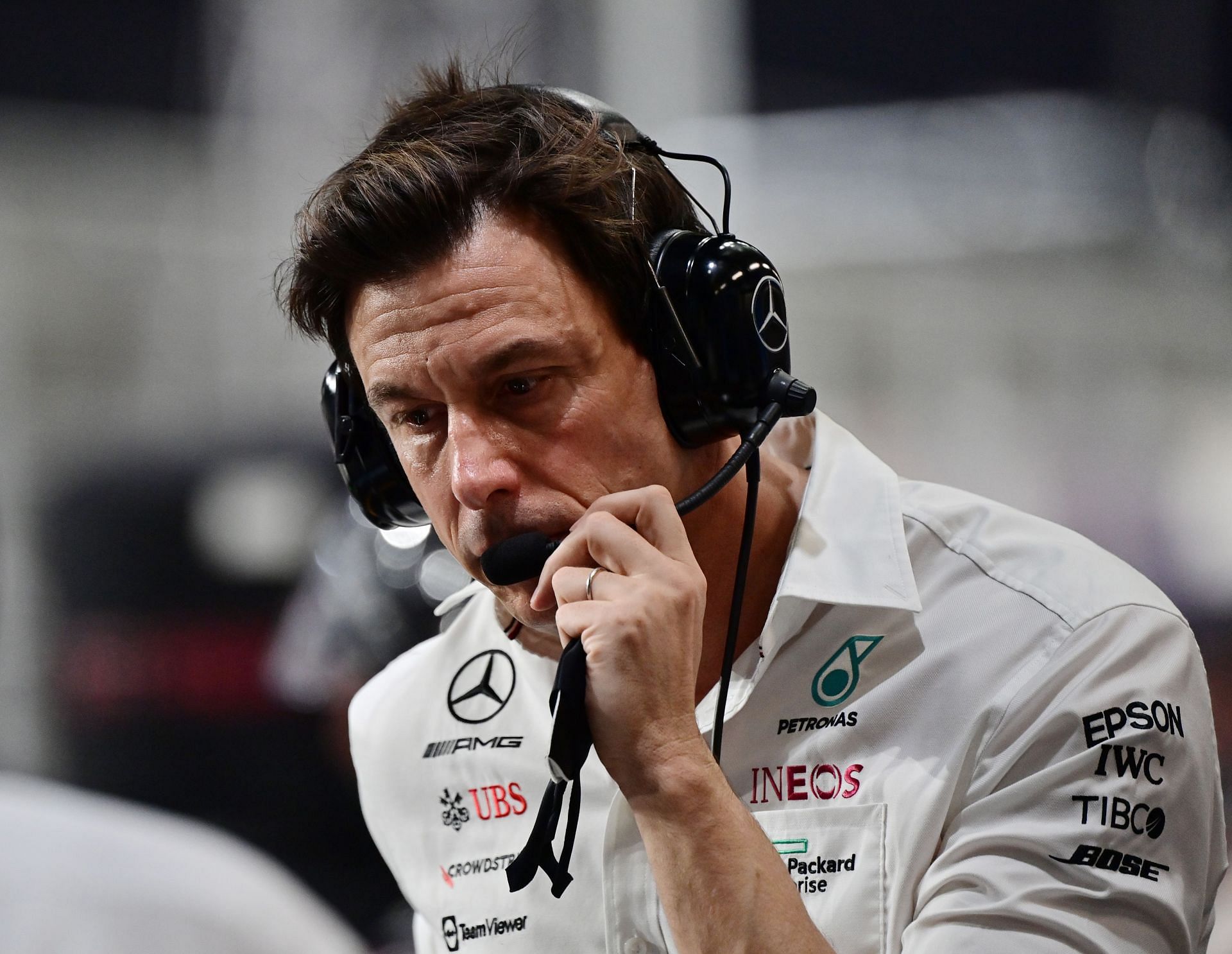 F1 Grand Prix of Saudi Arabia - Toto Wolff visibly agitated during the main race.