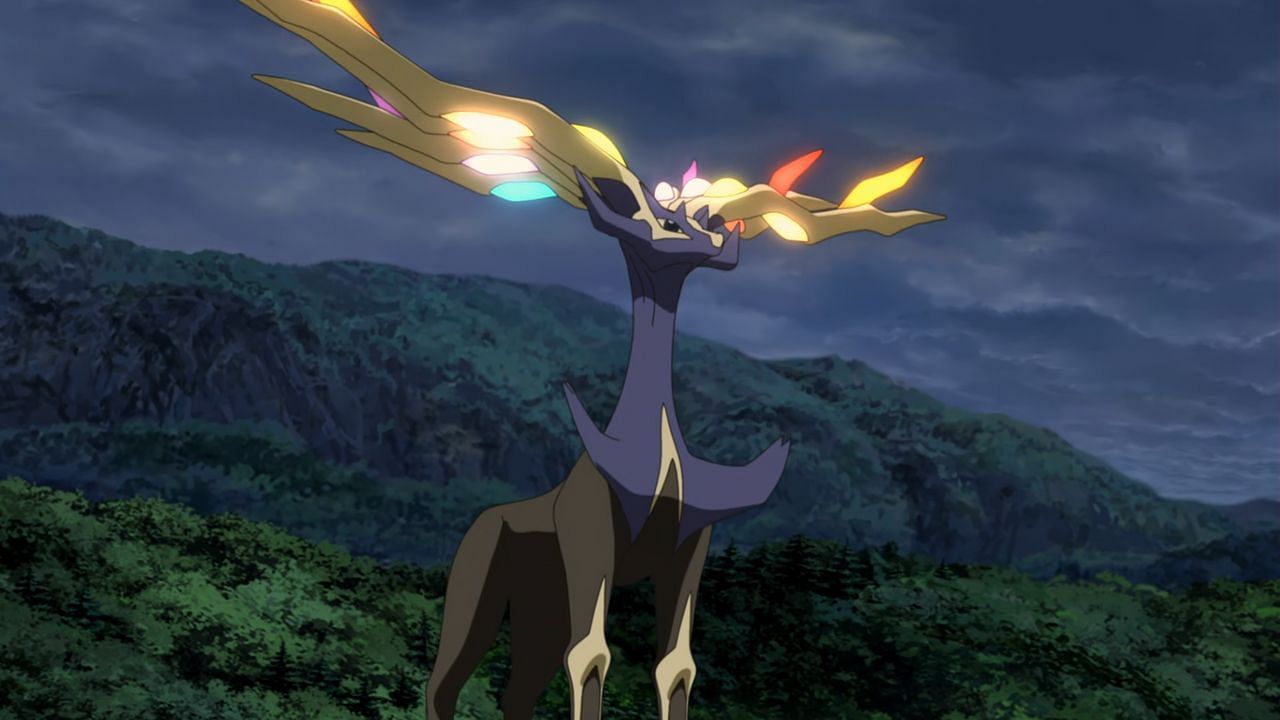 Xerneas as it appears in the anime (Image via The Pokemon Company)