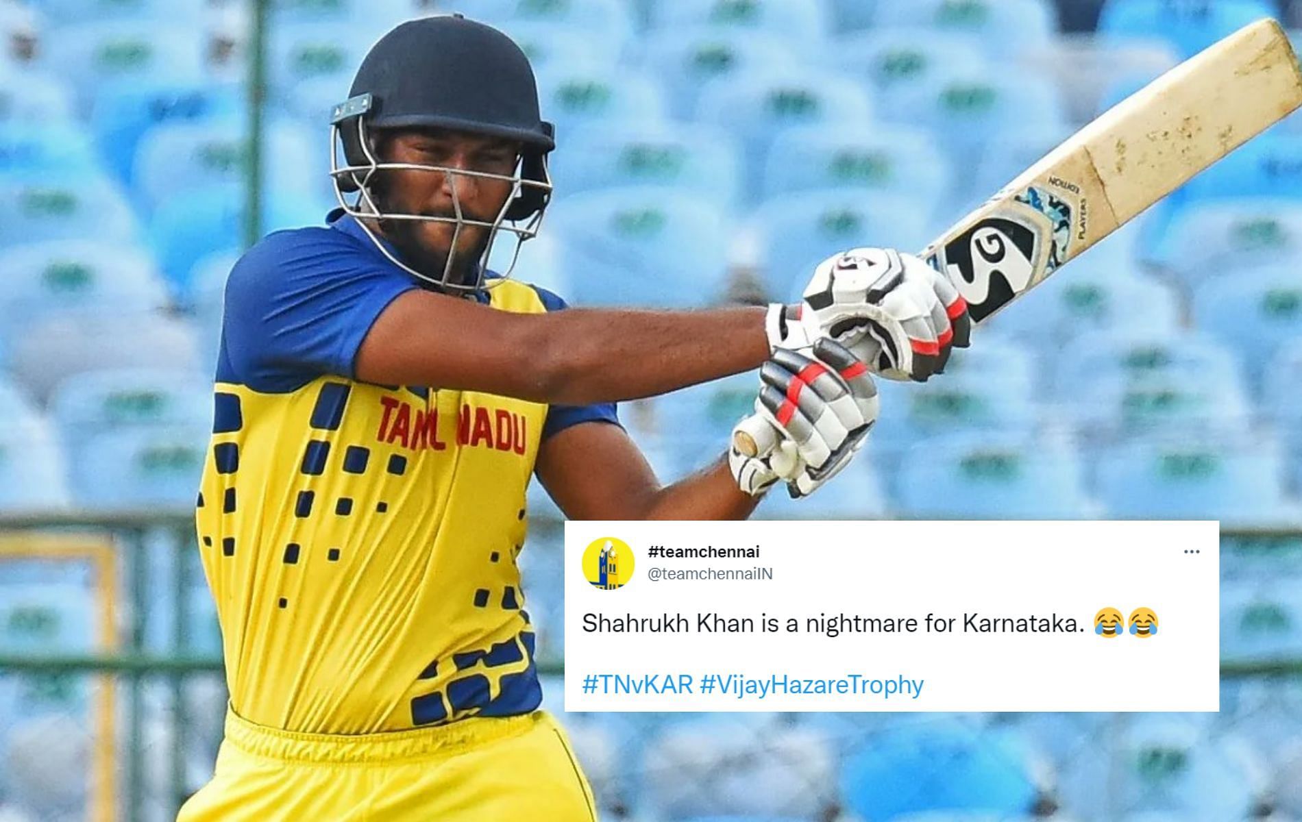 Shahrukh Khan smashed an unbeaten 79 off 39 deliveries against Karnataka.