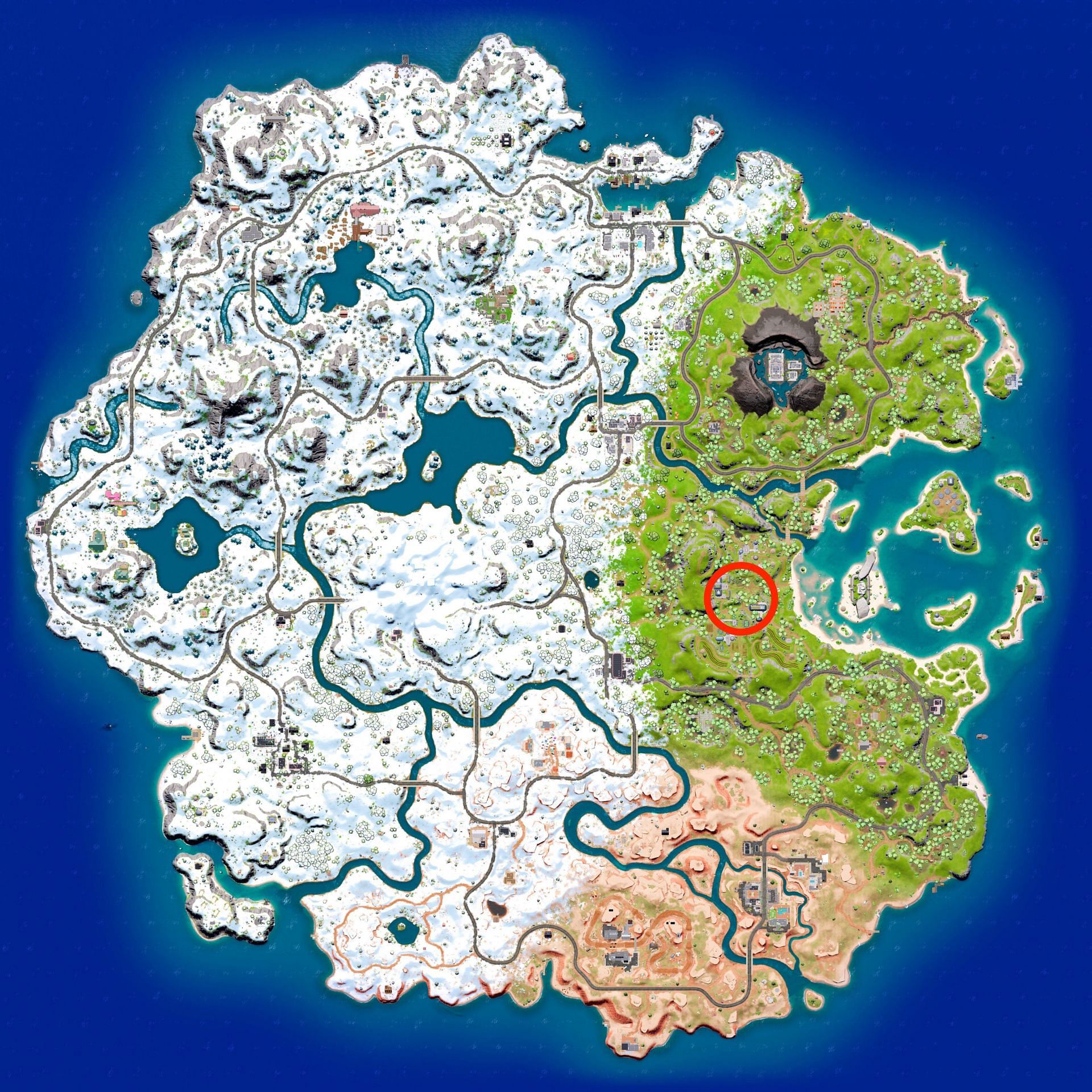 Where to find The Foundation in Fortnite Chapter 3 Season 1 (Image via Sportskeeda)