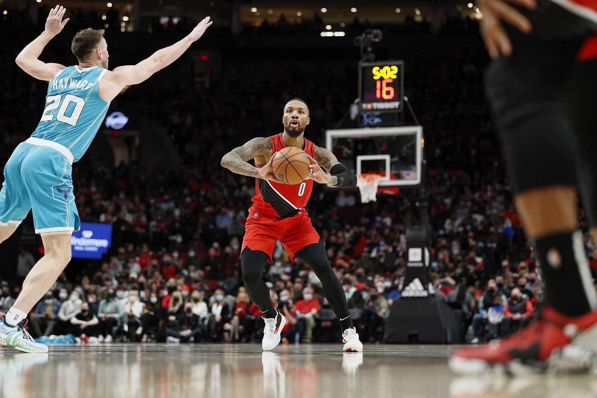 Dame Lillard in action during Charlotte Hornets v Portland Trail Blazers