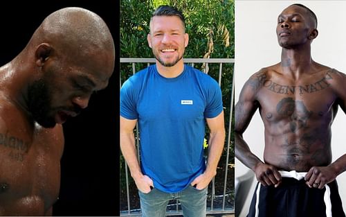 Jon Jones (left), Michael Bisping (center), Israel Adesanya (right) [Credits: @mikebisping, @stylebender via Instagram]