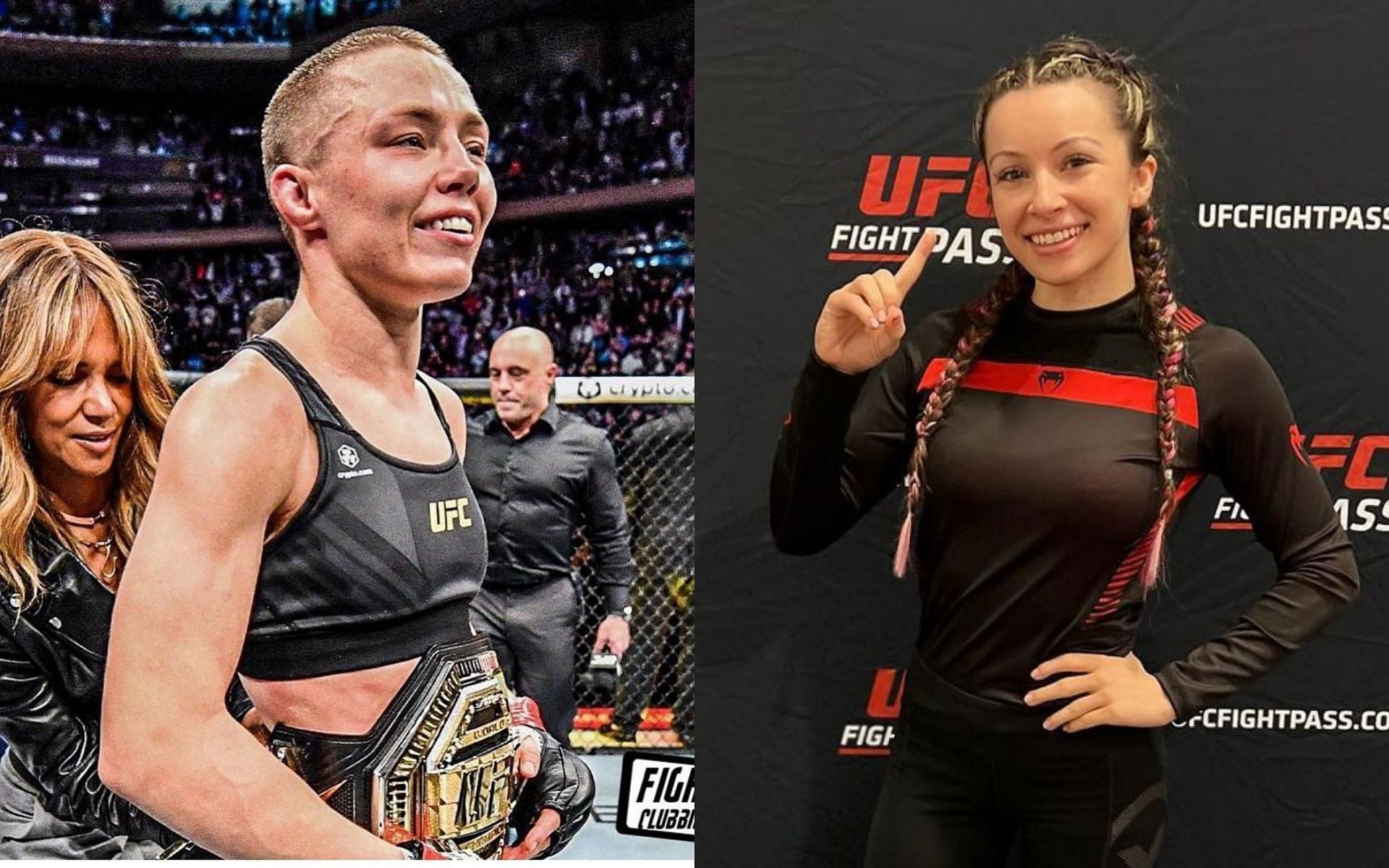 R to L: Rose Namajunas, Danielle Kelly, Images from Instagram @daniellekellybjj @rosenamajunas