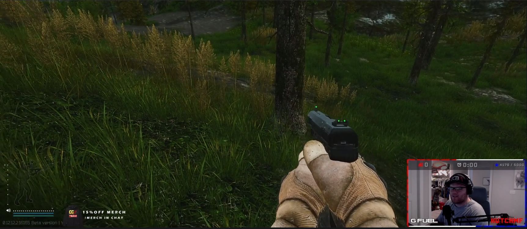 HutchMF hilariously stepped on a landmine after listening to his Twitch chat during an Escape from Tarkov stream. (Image via Twitch/HutchMF)