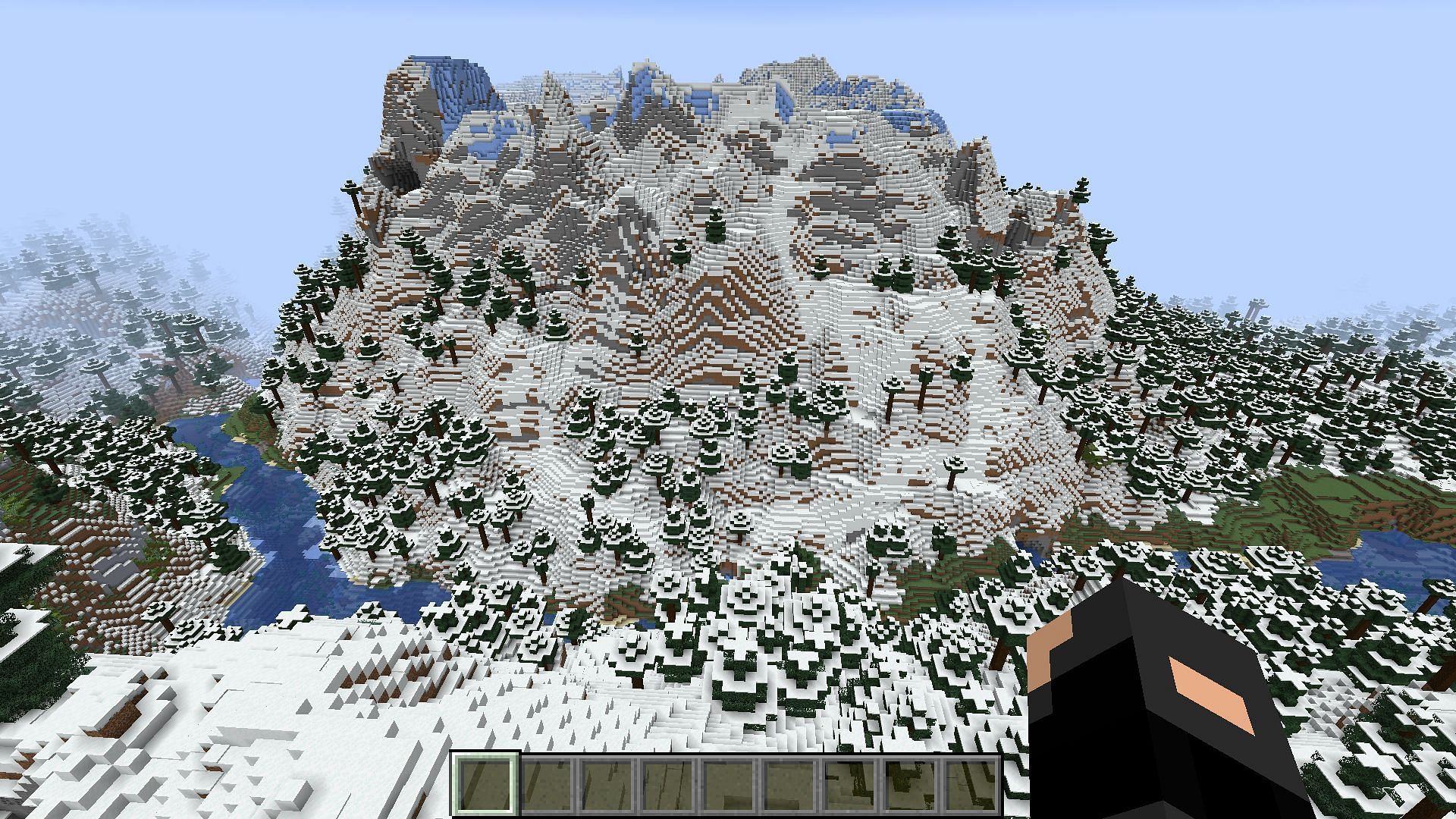 Mountains spawn much higher than they ever did before (Image via Minecraft)