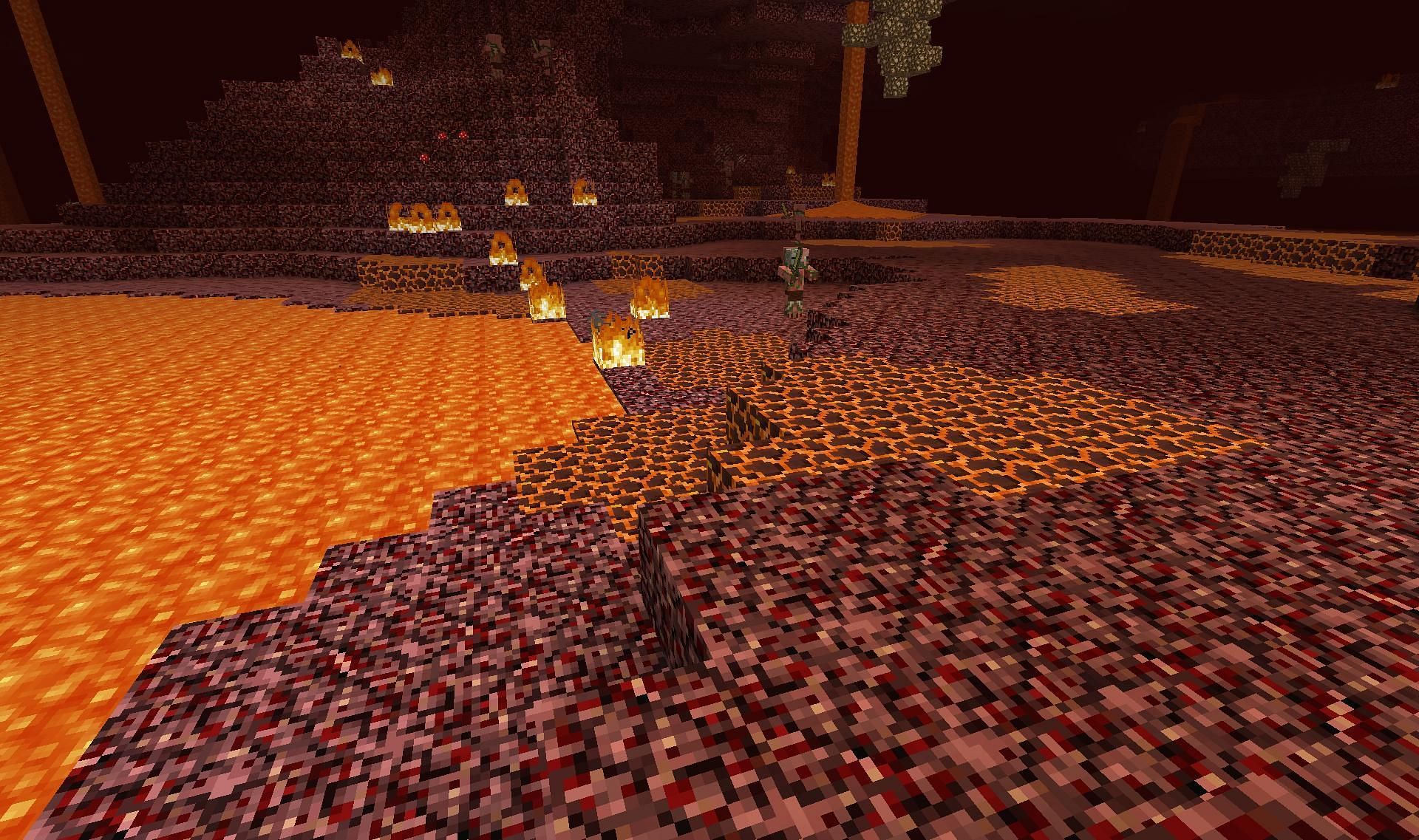 Surface magma seen in the Nether, though its spawn behavior differs depending on a few factors (Image via Mojang)