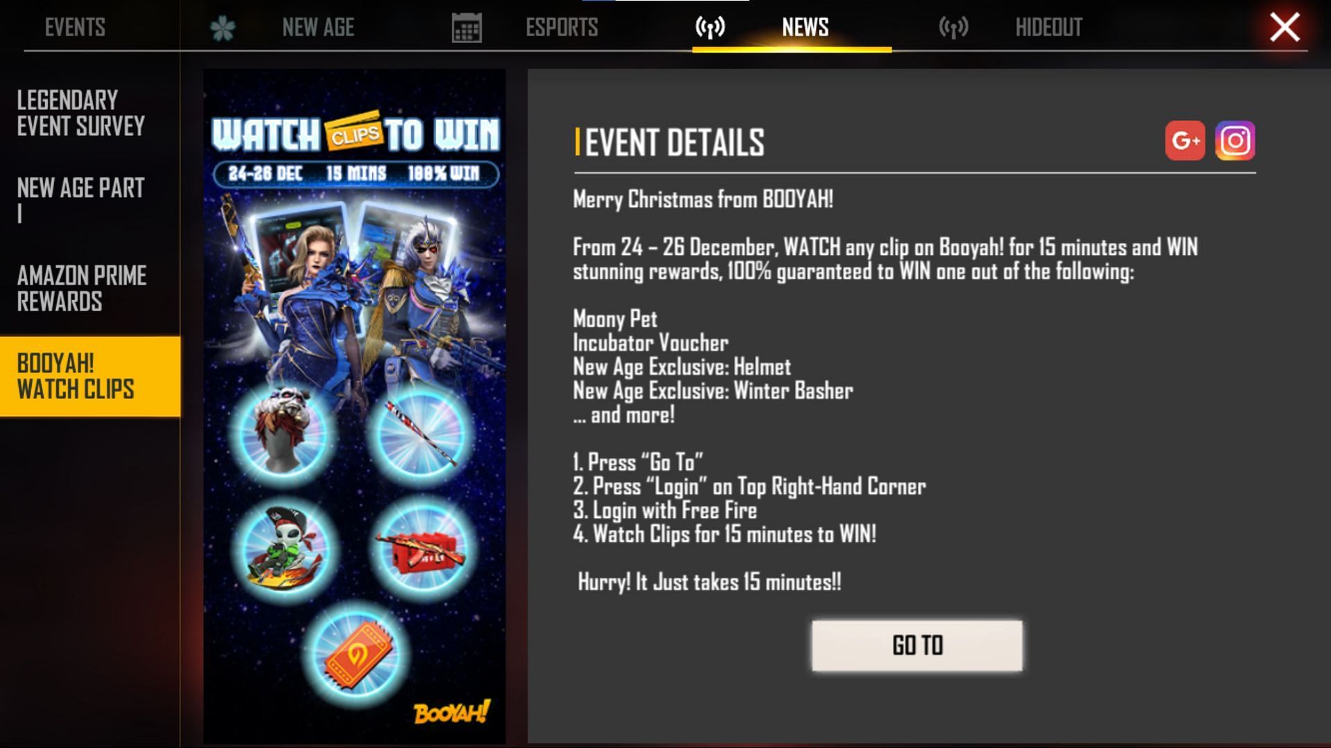 The event and the available rewards (Image via Free Fire)