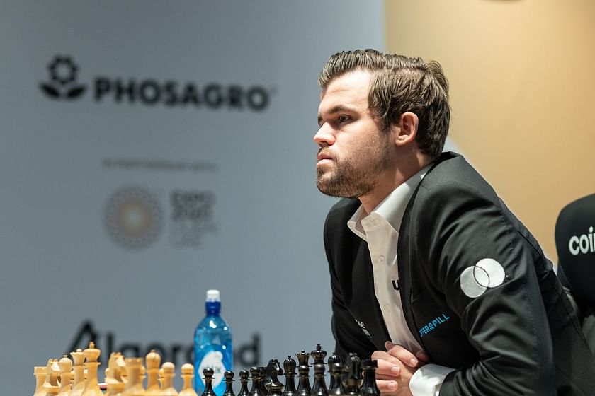 Viswanathan Anand and Magnus Carlsen of Norway during their Tenth match at  FIDE World Chess