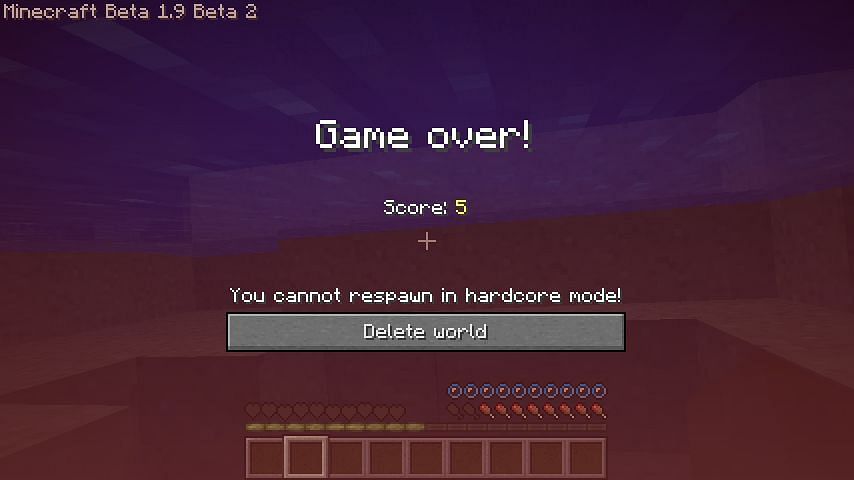Death means game over (Image via Minecraft)