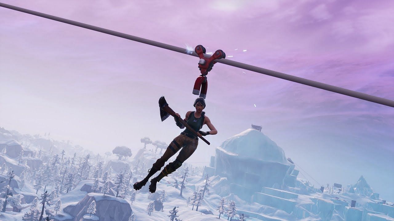 A zipline can remove fall damage if players fall onto it (Image via Epic Games)