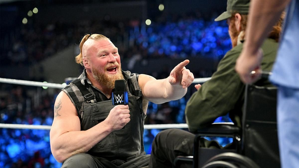 Brock Lesnar came to the ring to explain his actions to Sami Zayn