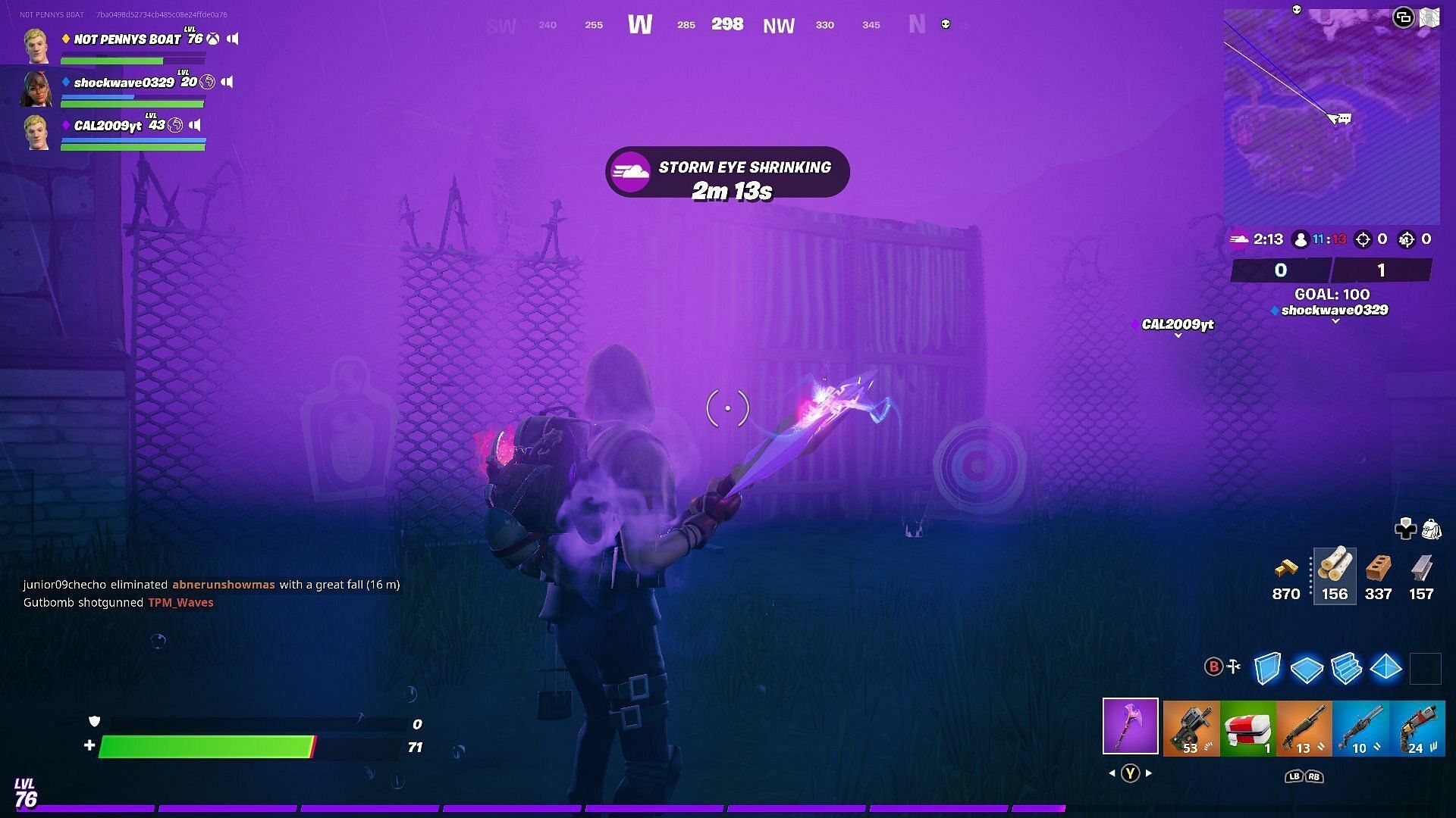 A player stuck inside the Fortnite storm (Image via Epic Games)