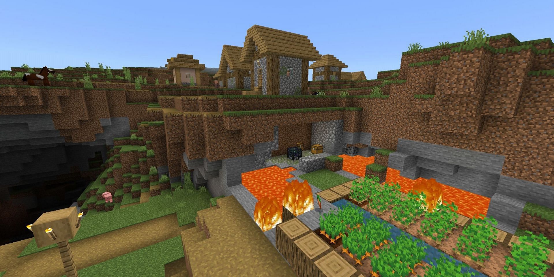 A dungeon right below a village (Image via Minecraft)