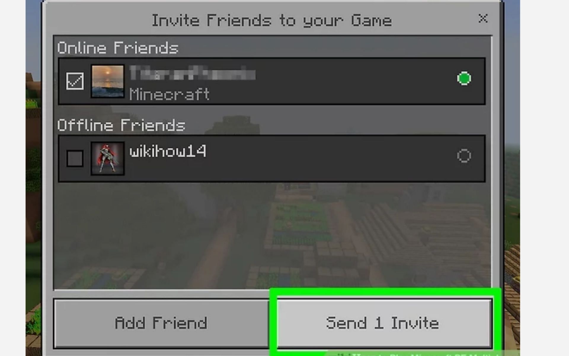 The menu from where players can invite their friends to join the game (Image via wikiHow)