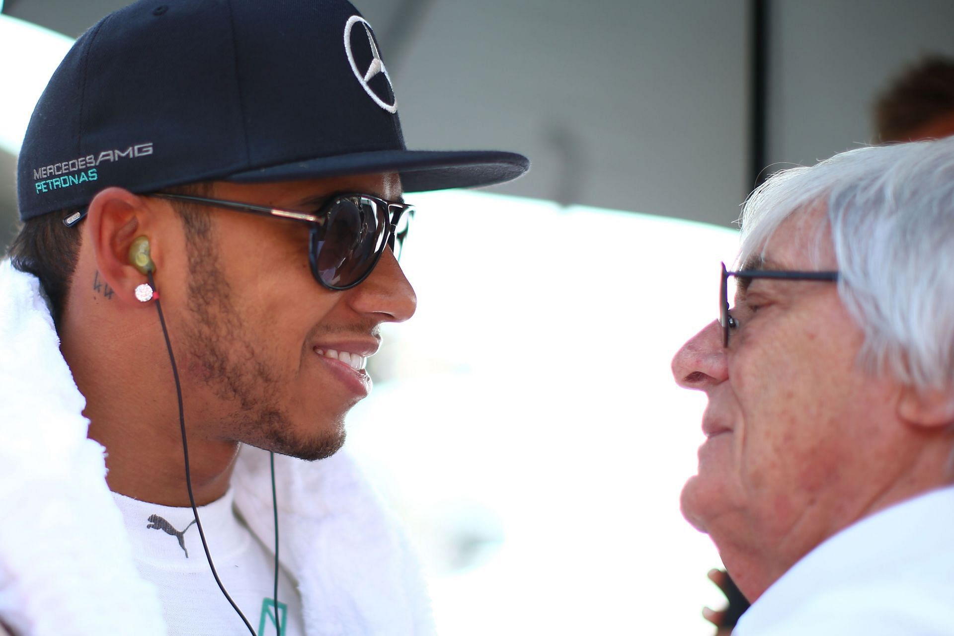 Lewis Hamilton (left), Bernie Ecclestone (right) at the 2014 Italian Grand Prix