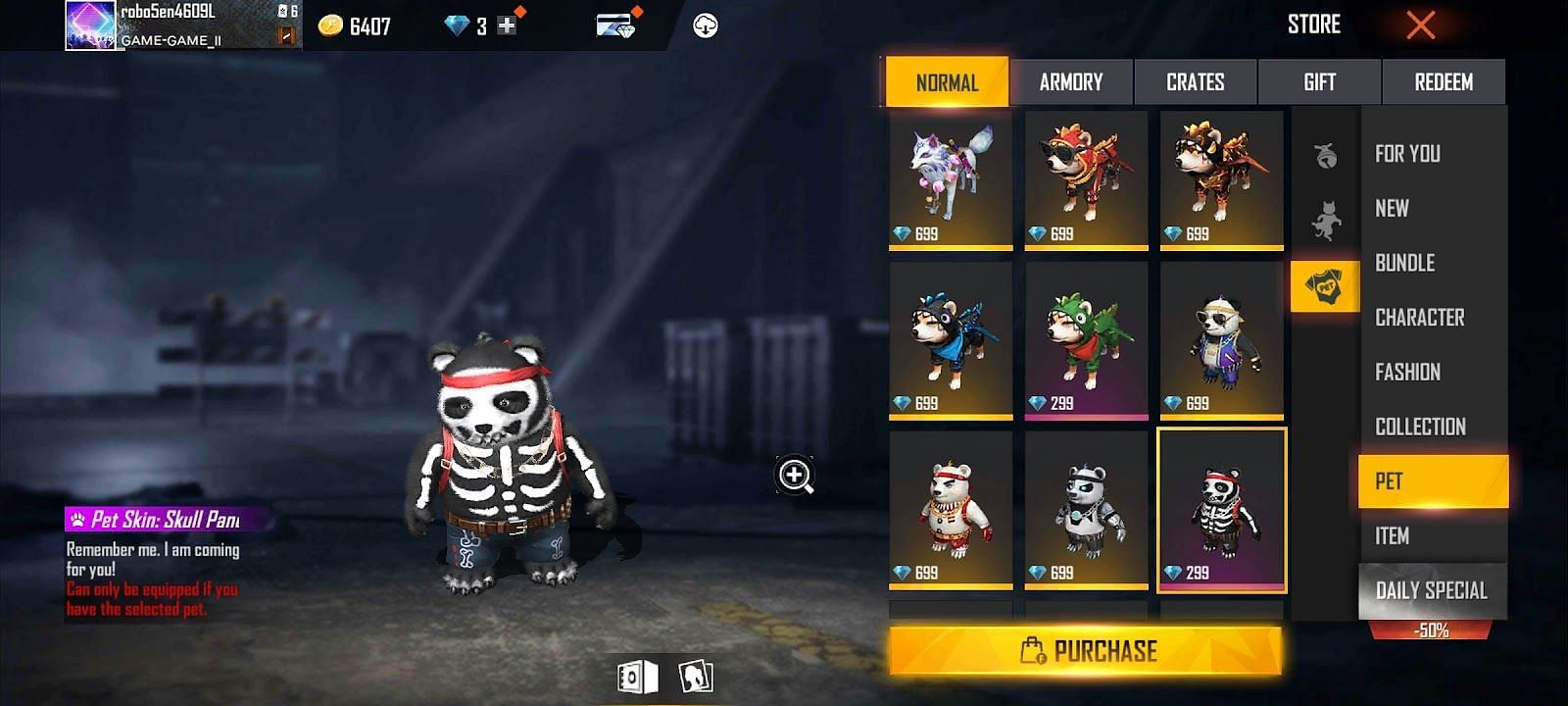 Skull Panda - Pet skin (Image via Garena)