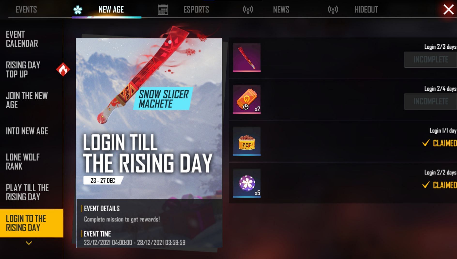 Login event (Image via Free Fire)