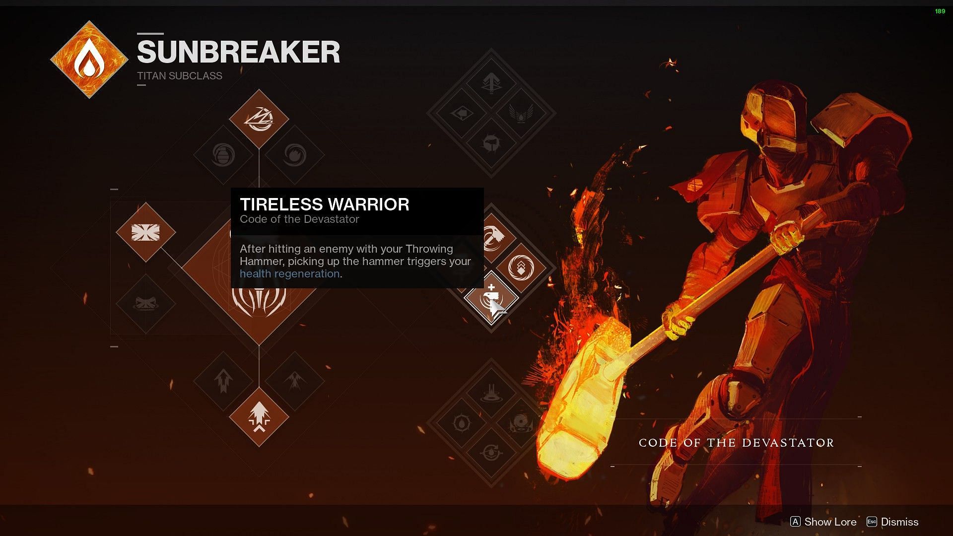 The Tireless Warrior healing buff (Image via Destiny 2)