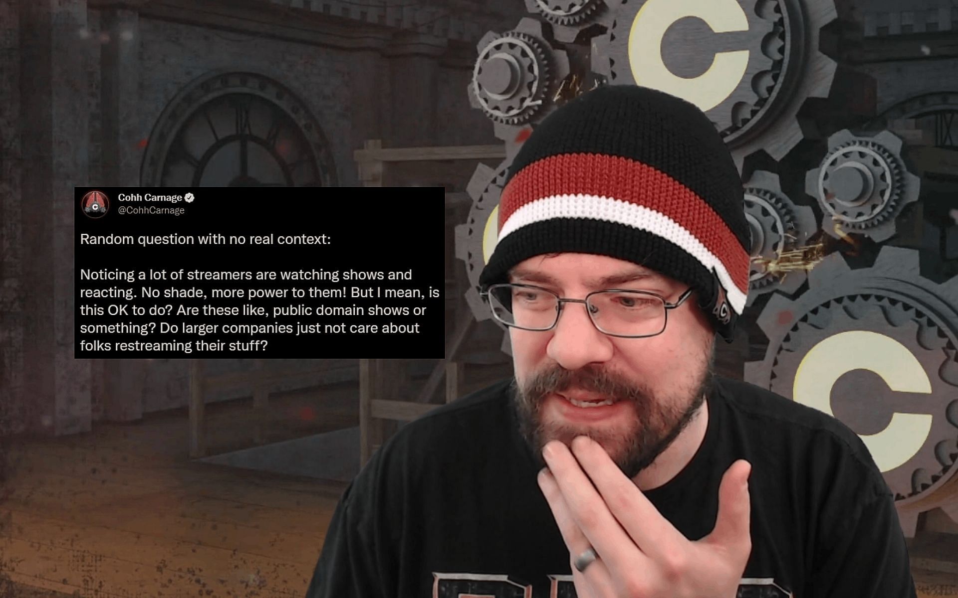 Cohh Carnage questions current Twitch meta (Images via Twitch/Cohh Carnage, Twitter/CohhCarnage)