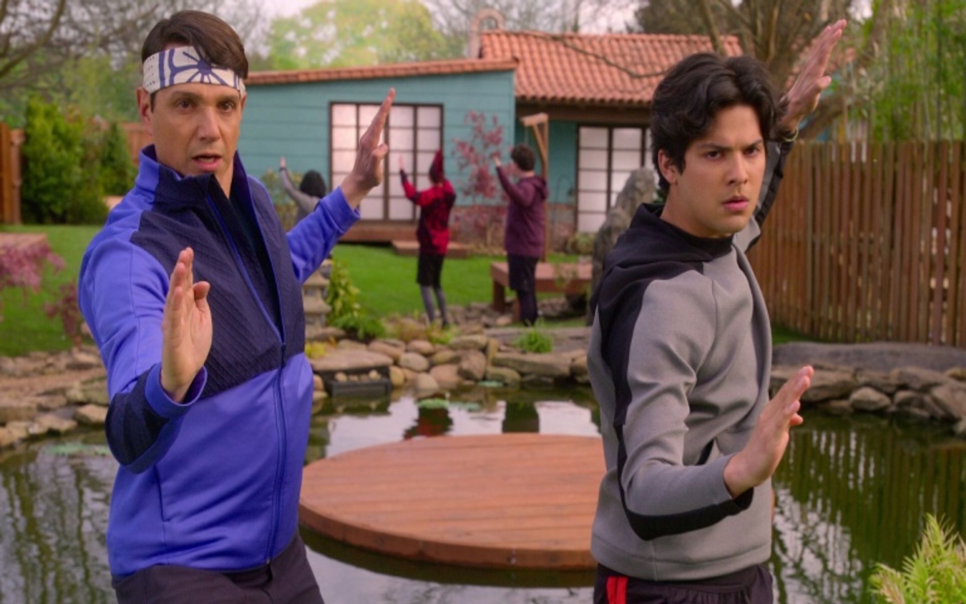 Still from Netflix&#039;s Cobra Kai starring Ralph Macchio and Xolo Maridue&ntilde;a (Image via Netflix)