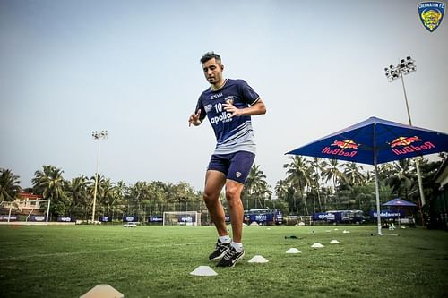 Rafael Crivellaro during a training session with Chennaiyin FC - Image Courtesy: CFC