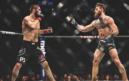 Khabib Nurmagomedov (left), Conor McGregor (right) [Credits: @espnmma via Twitter]