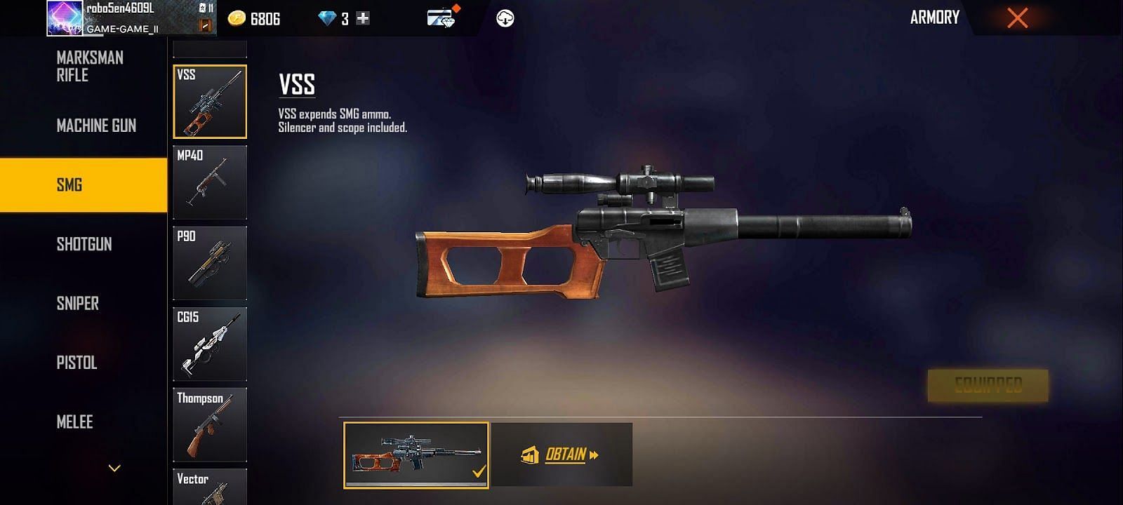 The VSS (Image via Garena Free Fire)