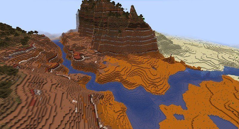 Badlands biomes is flooded with gold ores (Image via Minecraft)