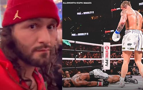 Jorge Masvidal (left), Jake Paul vs Tyron Woodley 2 (right) [Credits: @fighthubtv via YouTube, @SportsCenter via Twitter]