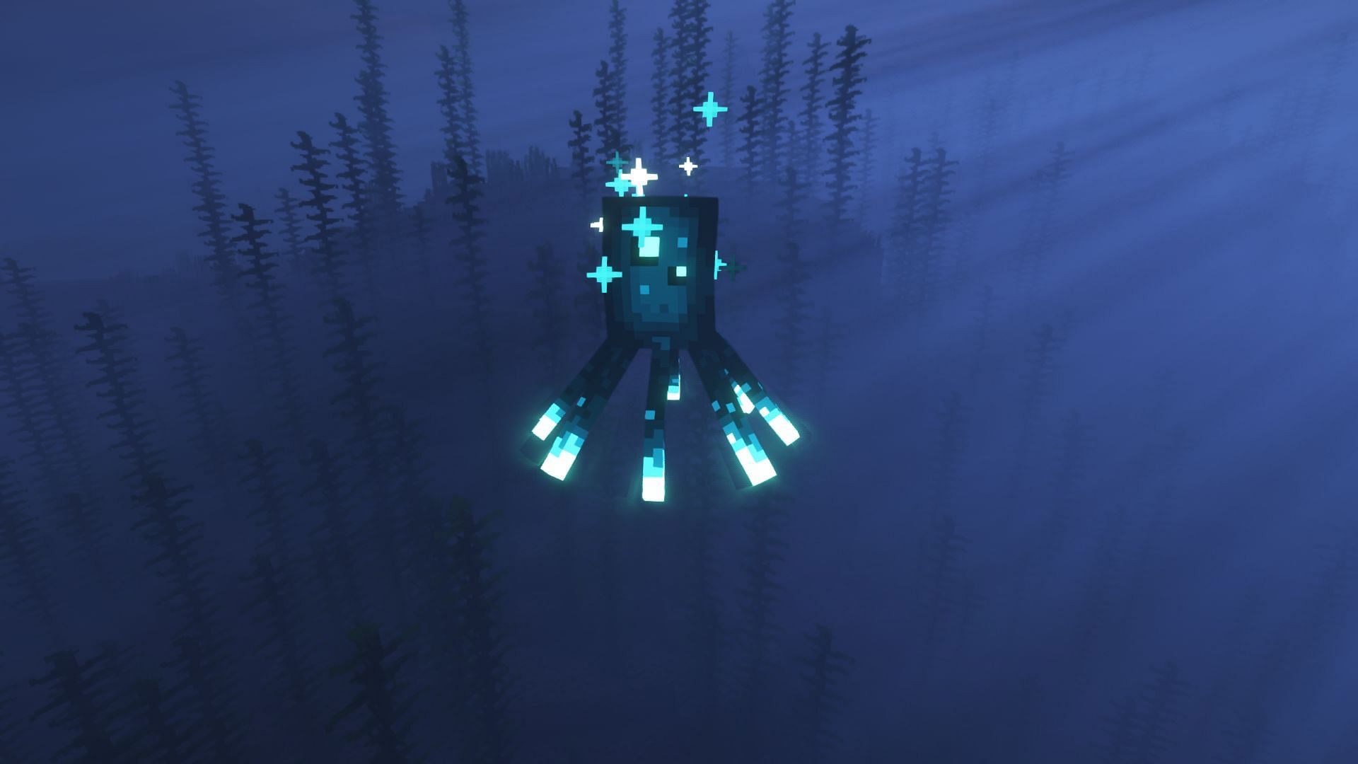 Что светится в майнкрафте. Светящиеся кальмары майнкрафт. Glow Squid Minecraft.
