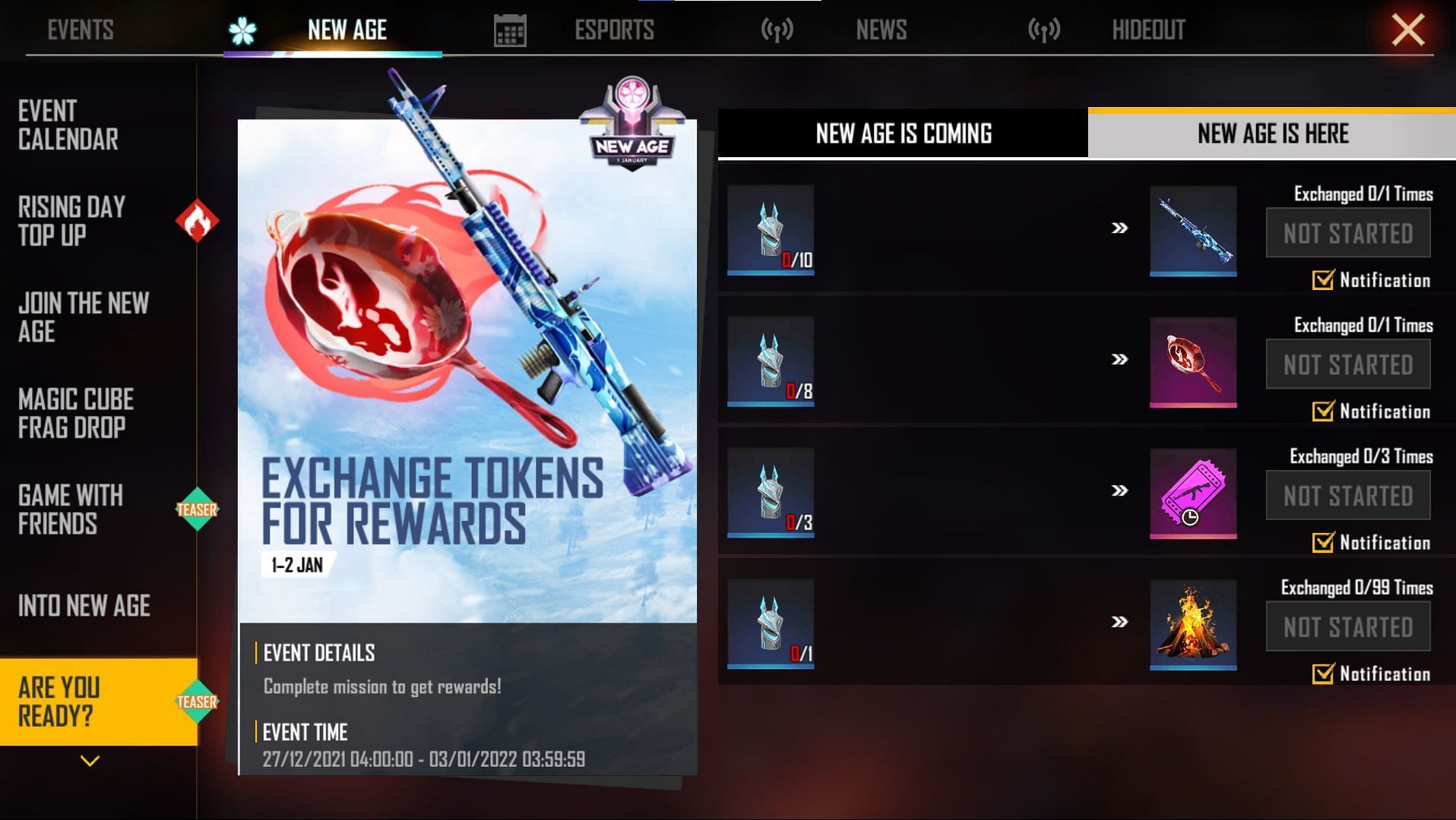 The available rewards (Image via Free Fire)