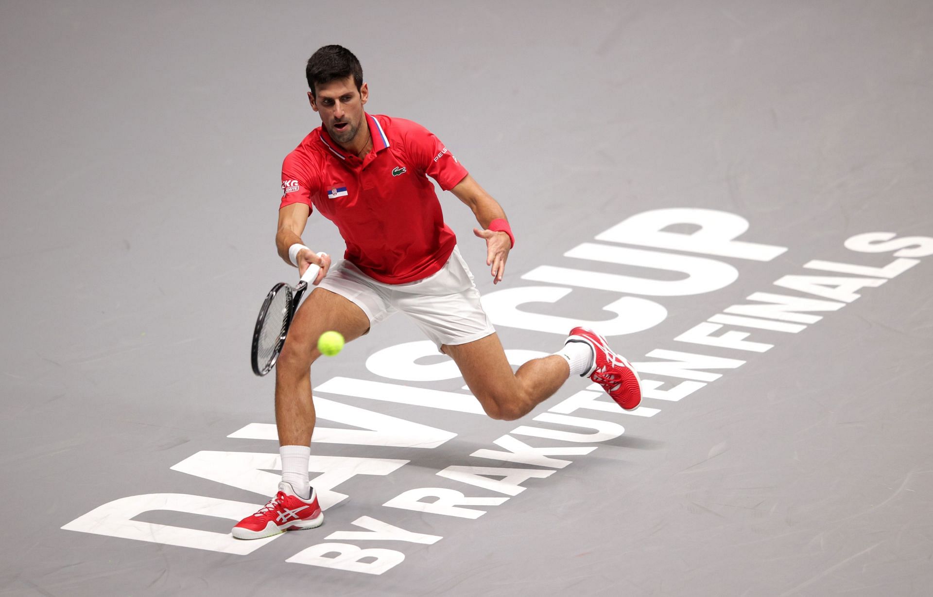 Novak Djokovic in action at Davis Cup Finals 2021