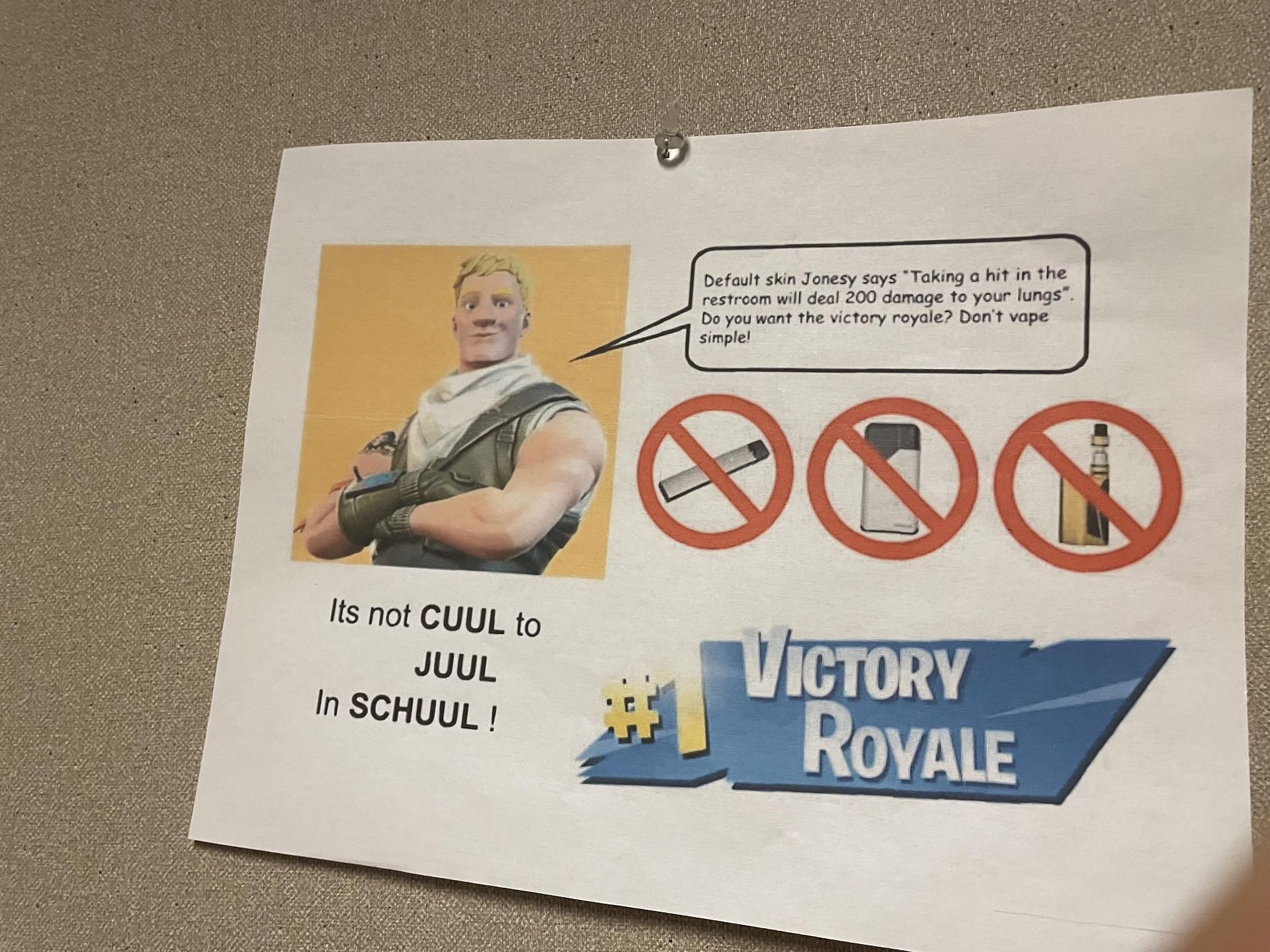A cool Fortnite Poster of Jonsey in a school(Image via Reddit)