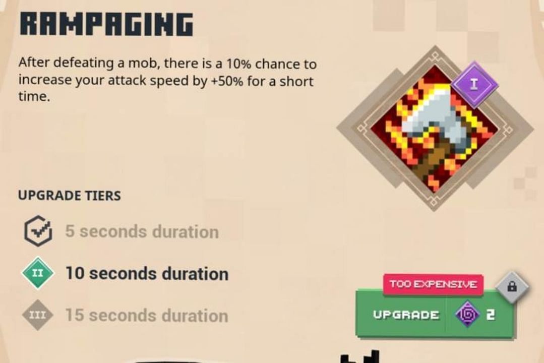 Rampaging increases attack speed by 50% when triggered (Image via Mojang)