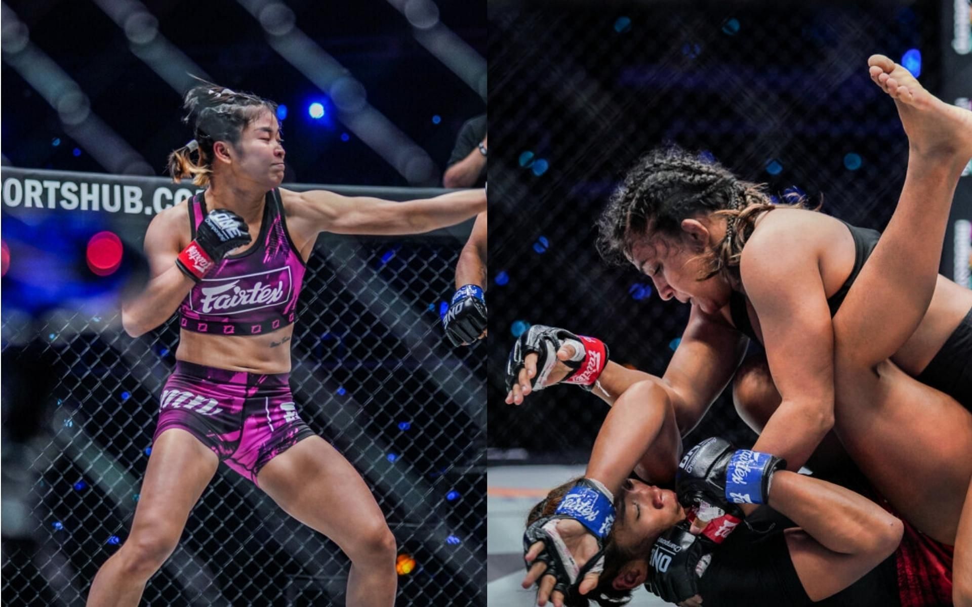 Stamp Fairtex (left) and Ritu Phogat (right) will clash in the finals of ONE Championship&#039;s atomweight Grand Prix tournament. (Images courtesy of ONE Championship)