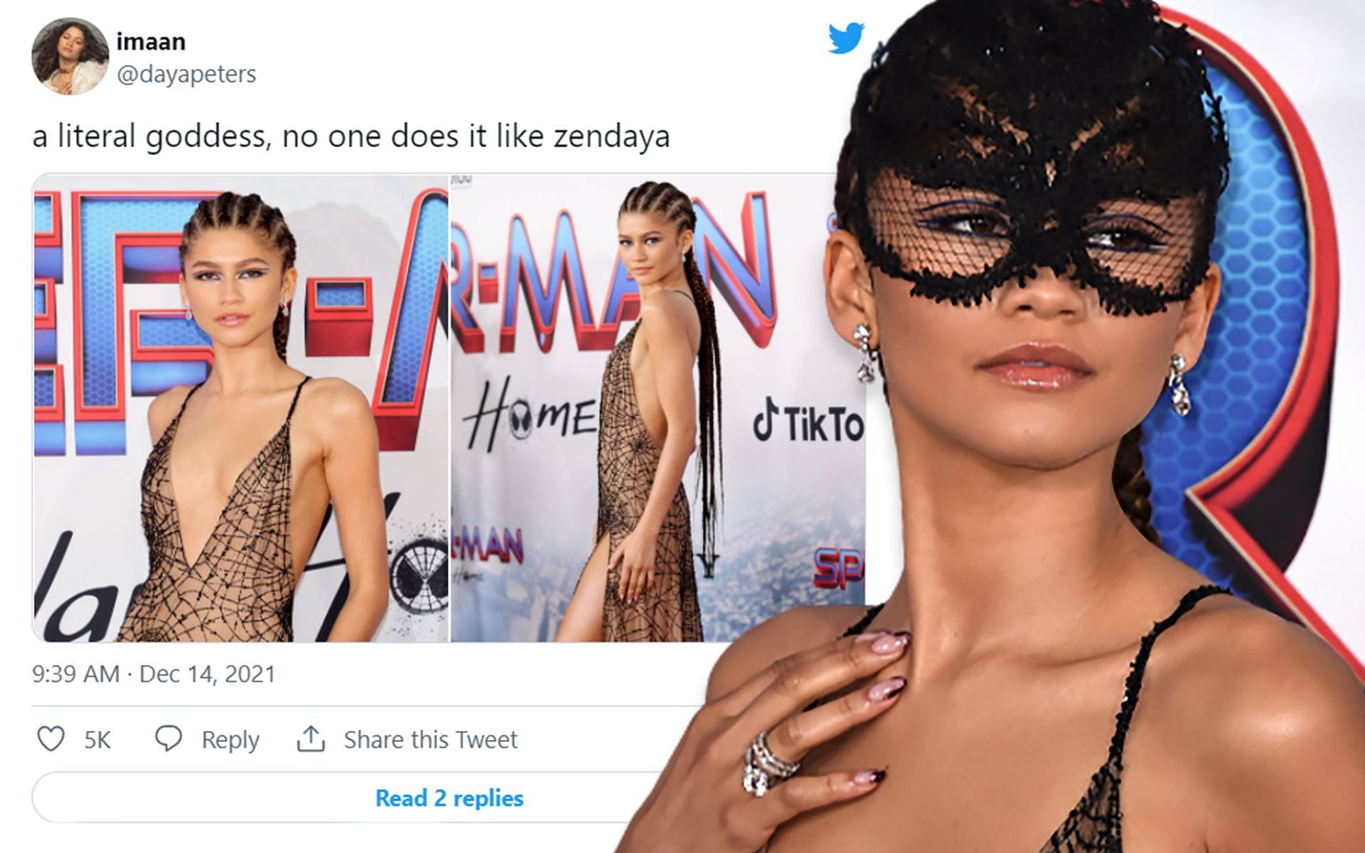 Twitter buzzed with praises about Zendaya when she wore a Maison Valentino dress to the red carpet (Image via Sportskeeda)