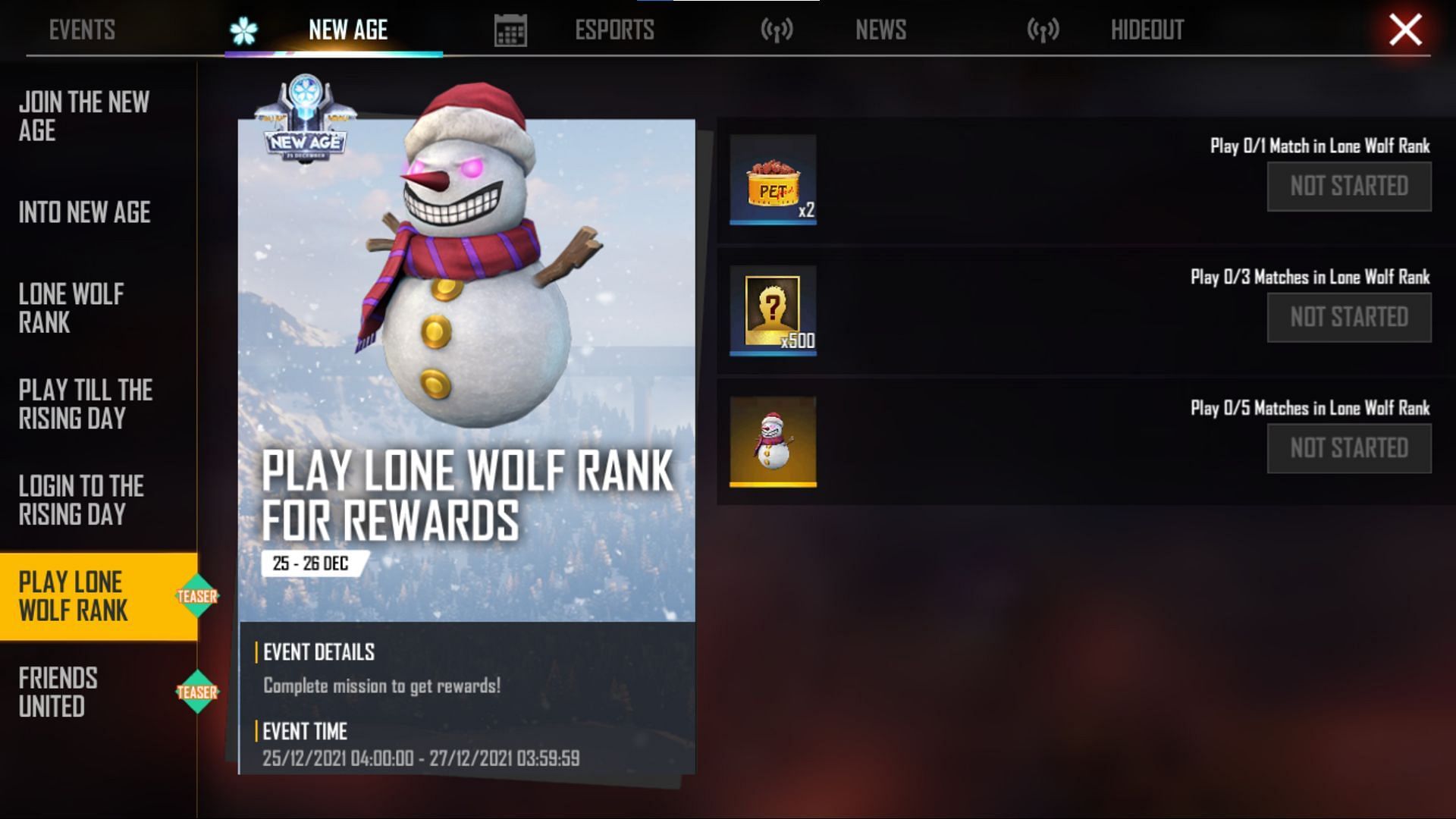 The Lone Wolf Ranked event (Image via Free Fire)