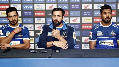 Haryana Steelers coach & players during a press conference - Image Courtesy: PKL